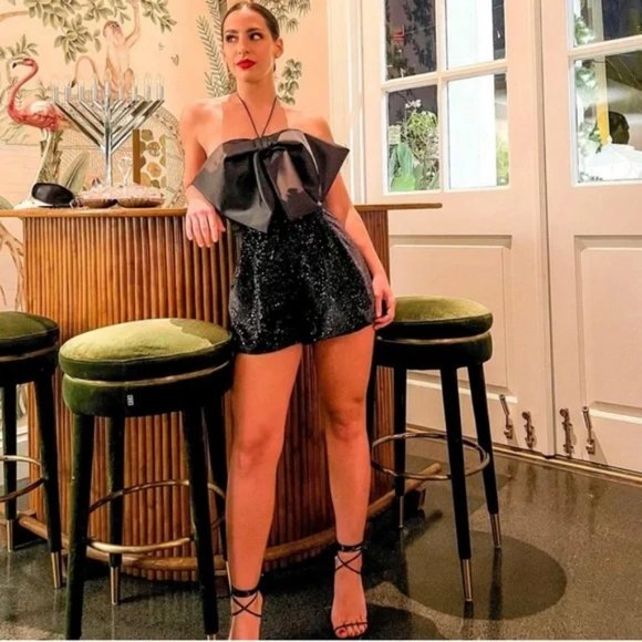 ZARA Bow Trim Sequin Jumpsuit - Picture 2 of 16